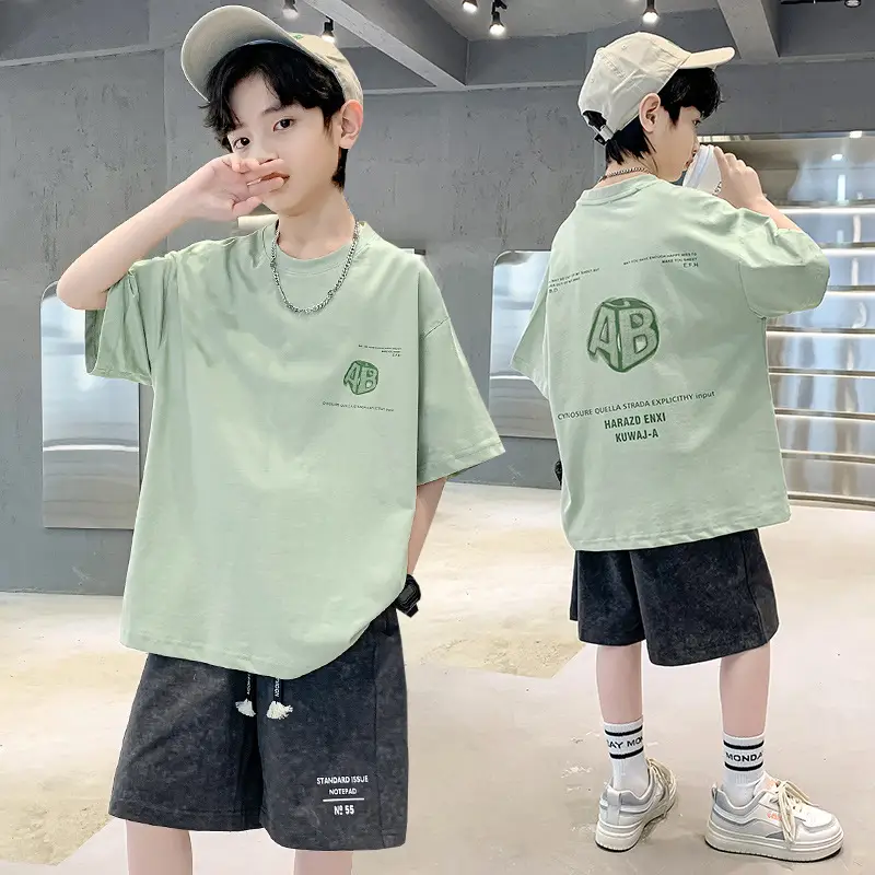 Boys Half Sleeve Printed T-Shirt Light Green Mid Size - Image 5