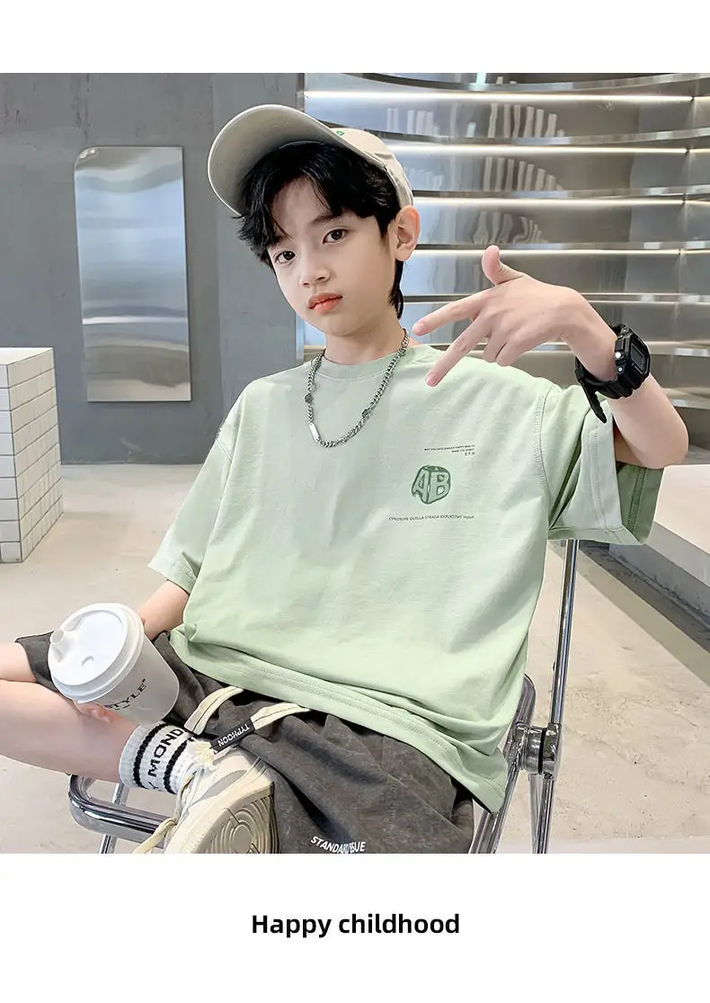 Boys Half Sleeve Printed T-Shirt Light Green Mid Size — feature 11