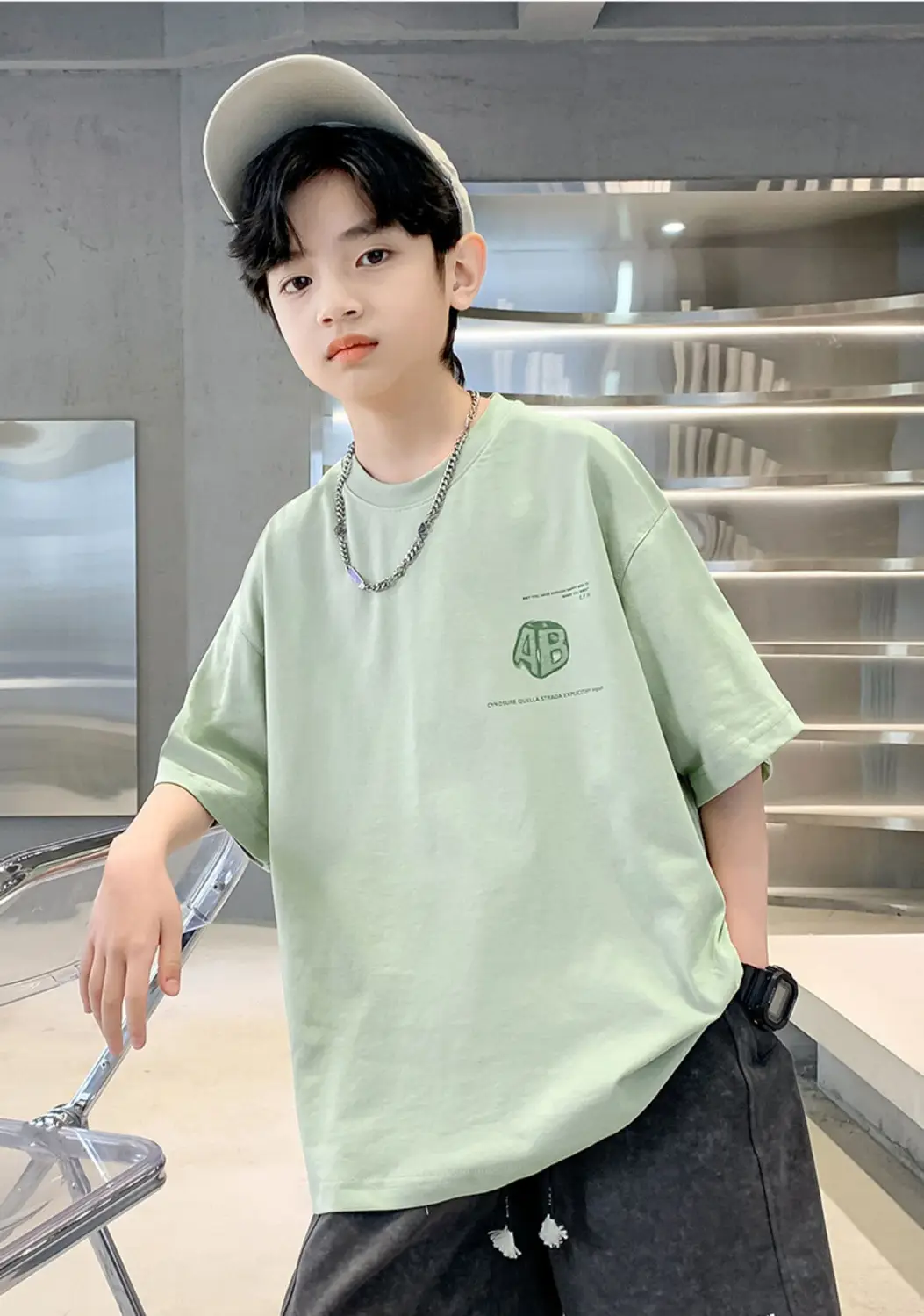 Boys Half Sleeve Printed T-Shirt Light Green Mid Size — feature 7