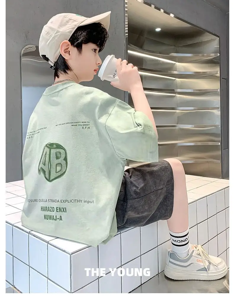 Boys Half Sleeve Printed T-Shirt Light Green Mid Size — feature 9
