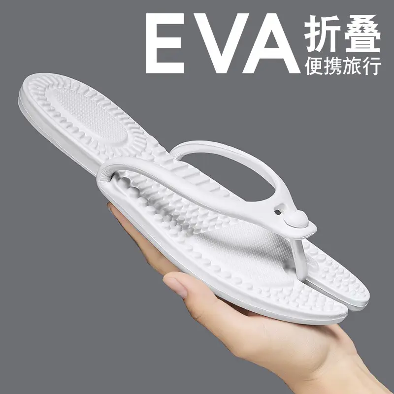 EVA Foldable Travel Flip Flops White Plus Size