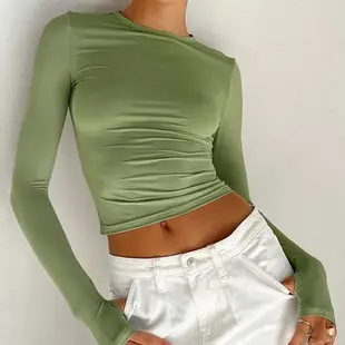 White Cross-Border Women's Crop Top T-Shirt Spring Autumn Ins — feature 11