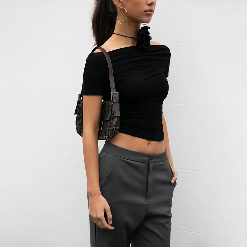 White Cross-Border Women's Crop Top T-Shirt Spring Autumn Ins — feature 34