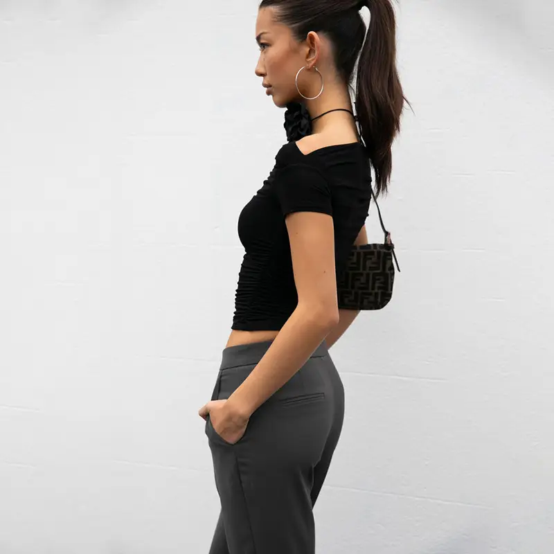 White Cross-Border Women's Crop Top T-Shirt Spring Autumn Ins — feature 35