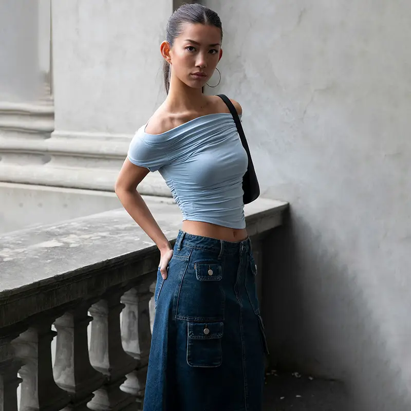 White Cross-Border Women's Crop Top T-Shirt Spring Autumn Ins — feature 40