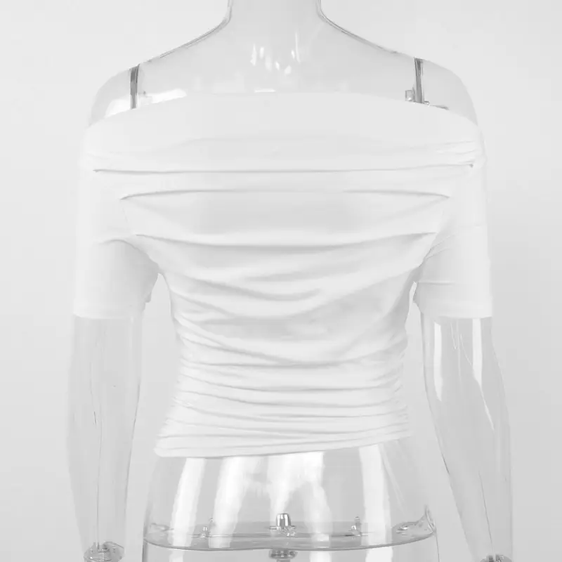 White Cross-Border Women's Crop Top T-Shirt Spring Autumn Ins — feature 46