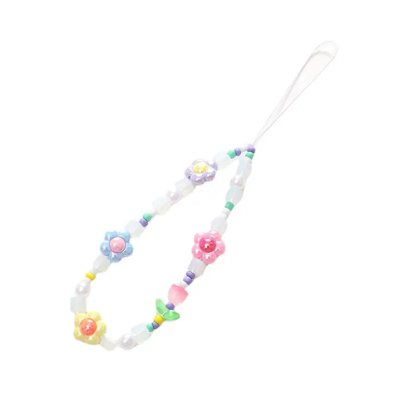Crystal Tulip Mobile Phone Chain Pink Anti-Lost Wrist Band - Image 5
