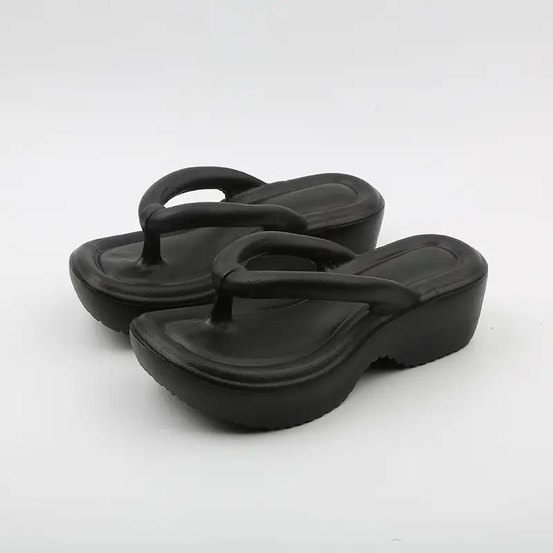 Women EVA Flip Flops Black Thick Bottom