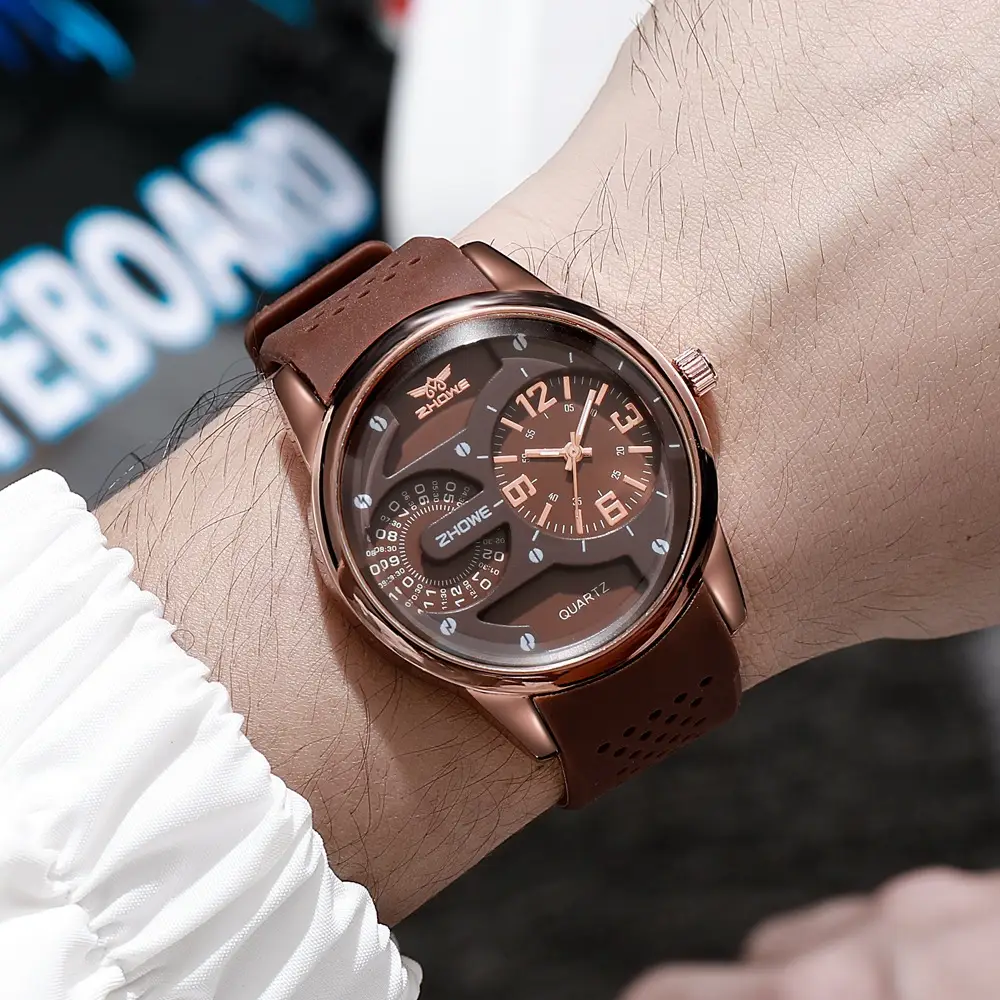 Men's Quartz Watch with Black Silicone Strap & Digital Display — feature 4