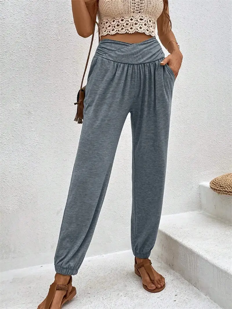 Women's Olive Green High Waist Leggings Pants - Image 9