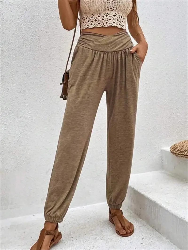 Women's Olive Green High Waist Leggings Pants - Image 2