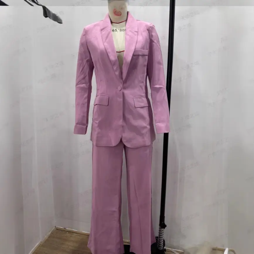 Pink High Waist Loose Pants Suit 2729187