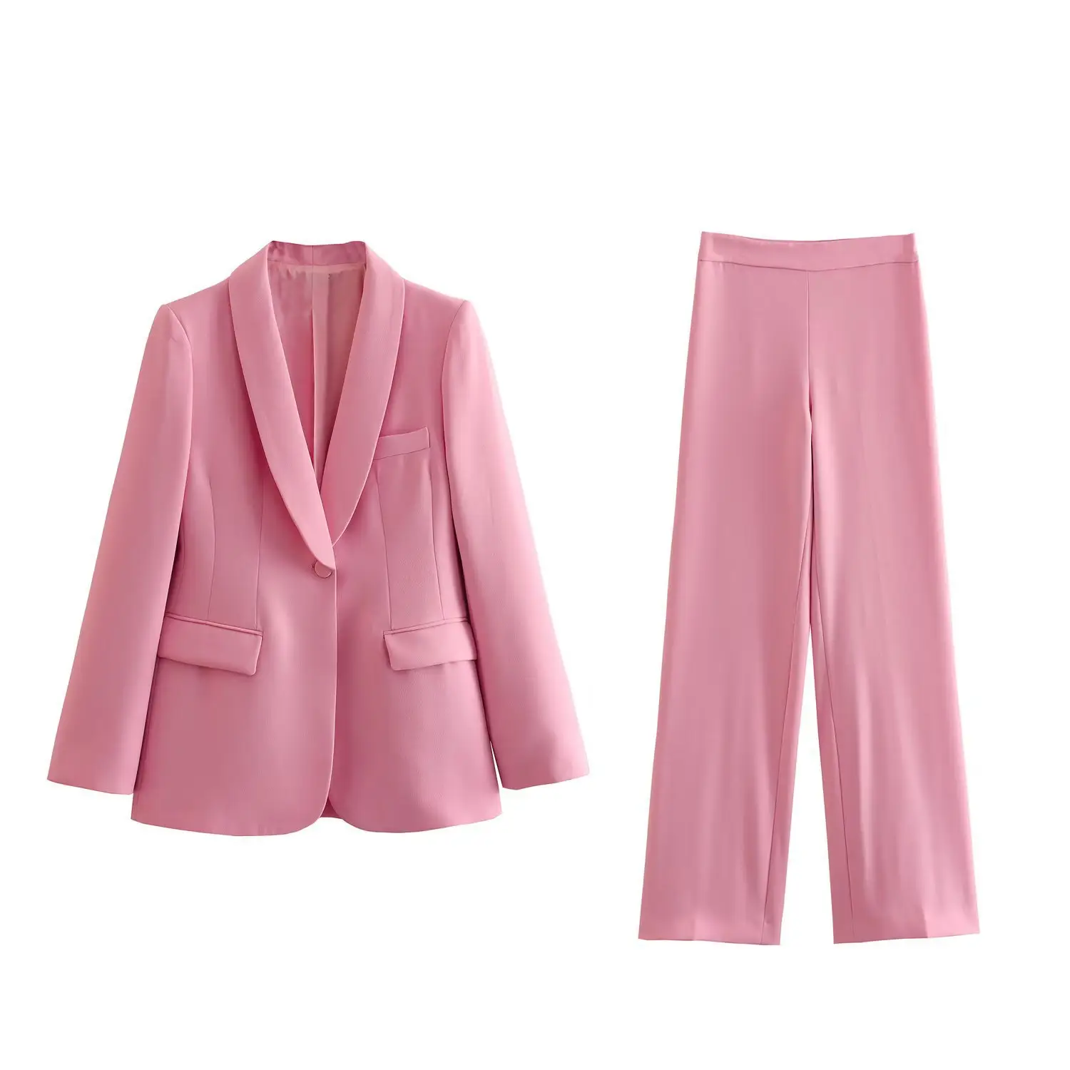 Pink High Waist Loose Pants Suit 2729187 — feature 5