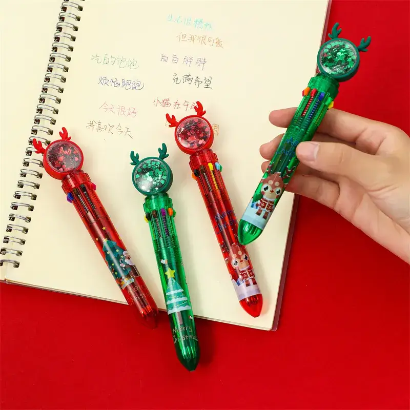 Christmas Sequins Press 10 Color Ballpoint Pen for Kids - Image 6