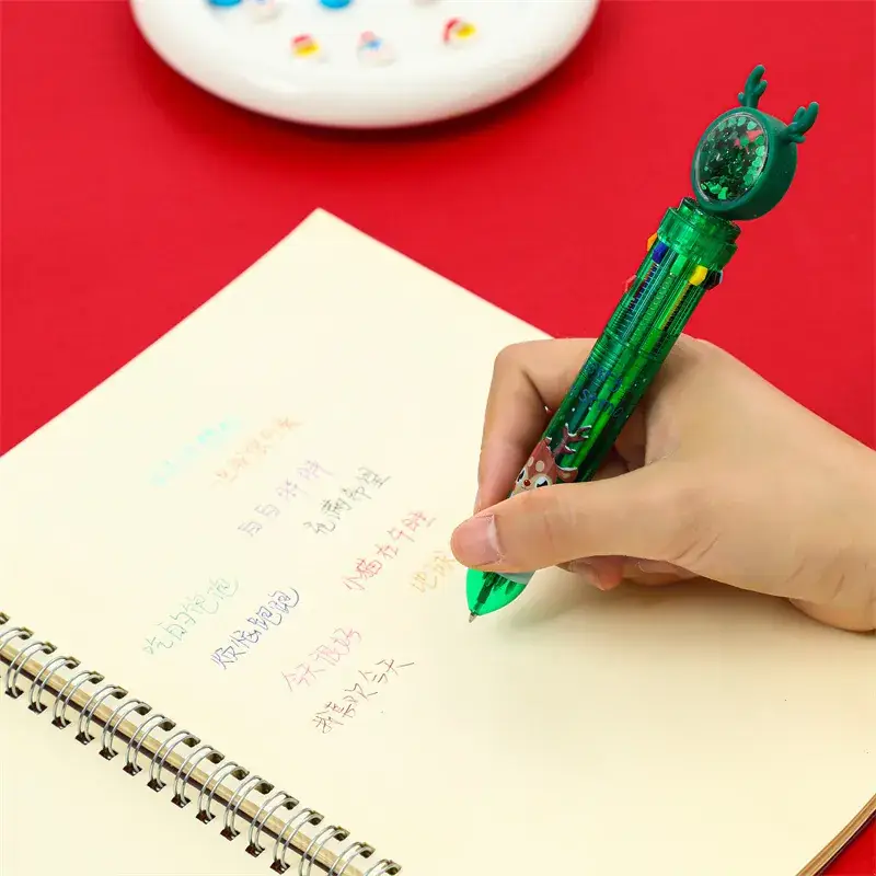 Christmas Sequins Press 10 Color Ballpoint Pen for Kids - Image 7