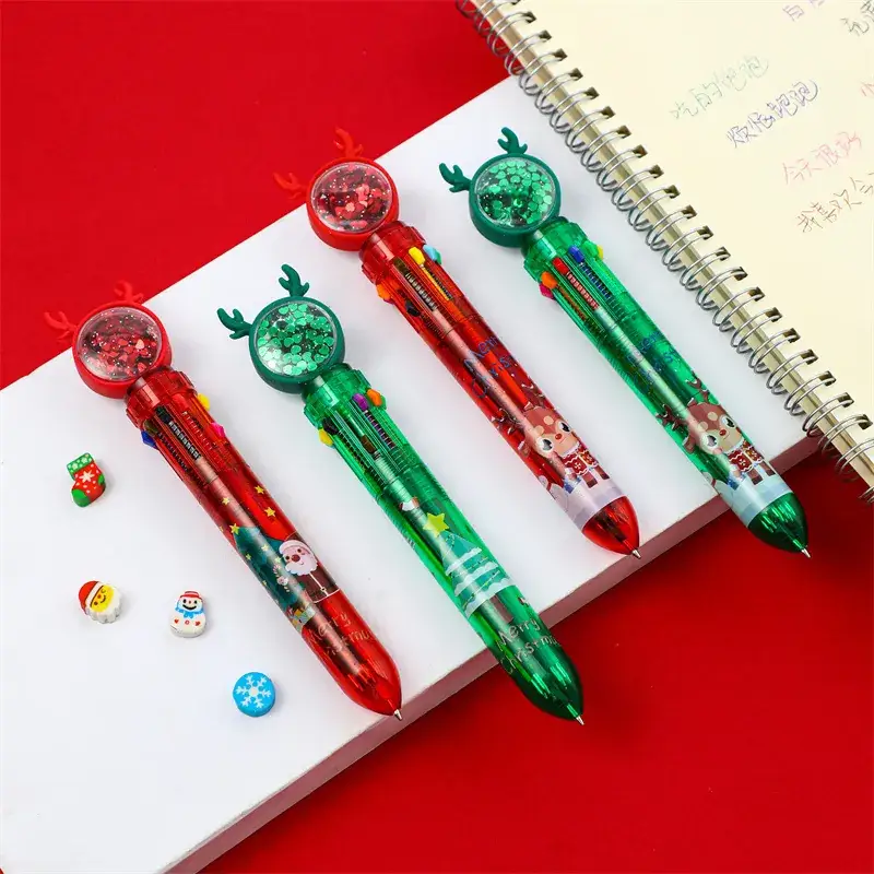 Christmas Sequins Press 10 Color Ballpoint Pen for Kids - Image 8