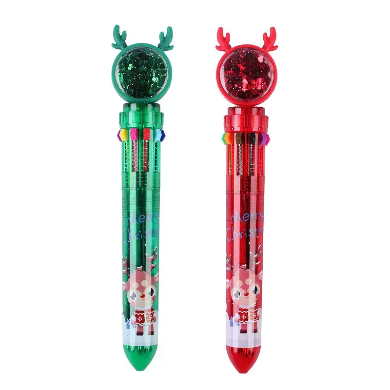Christmas Sequins Press 10 Color Ballpoint Pen for Kids - Image 9