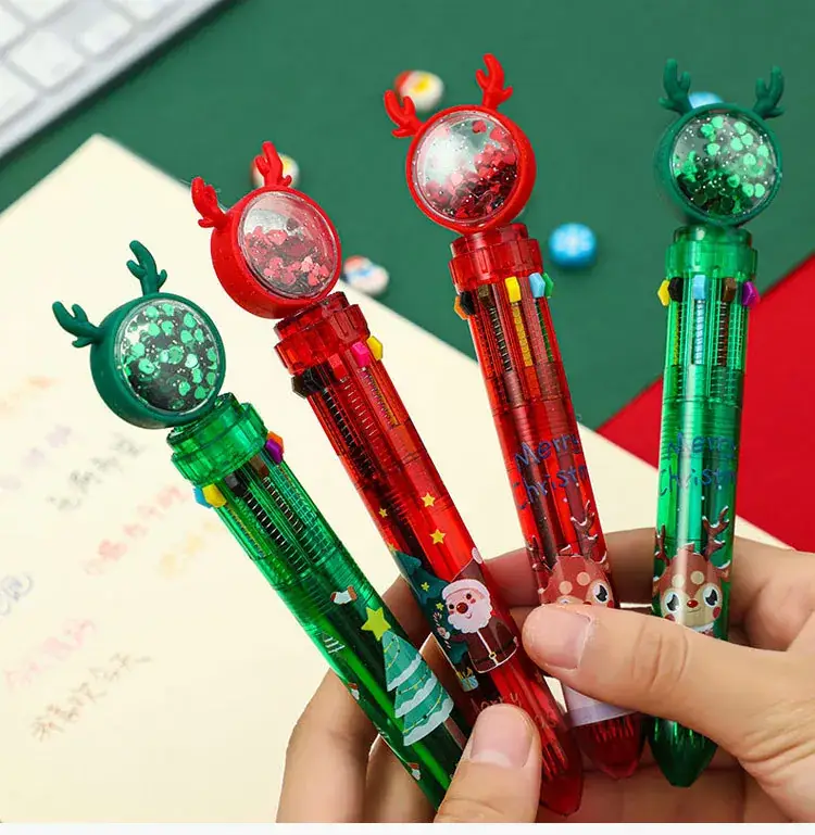 Christmas Sequins Press 10 Color Ballpoint Pen for Kids — feature 2