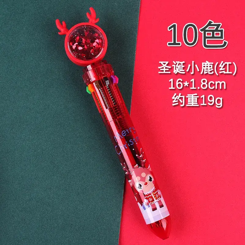 Christmas Sequins Press 10 Color Ballpoint Pen for Kids - Image 2