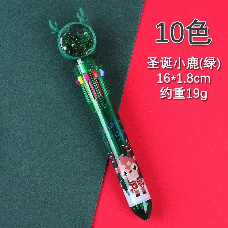 Christmas Sequins Press 10 Color Ballpoint Pen for Kids - Image 3