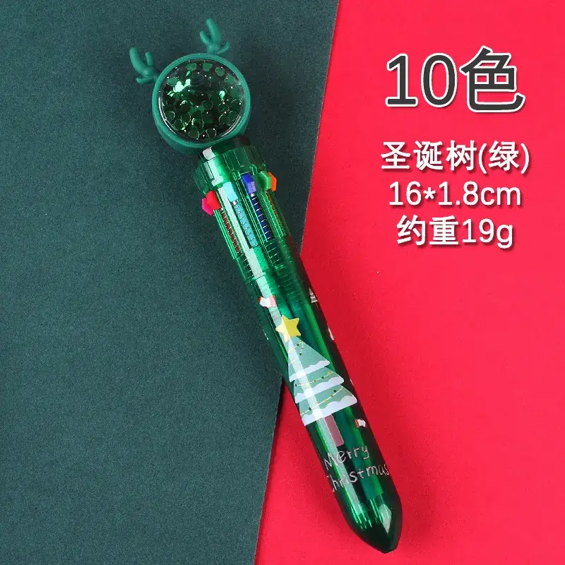 Christmas Sequins Press 10 Color Ballpoint Pen for Kids - Image 4