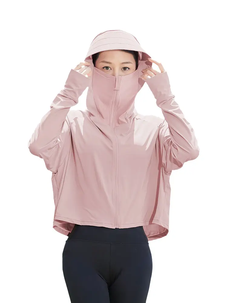 Women's Light Gray Sun Protection Hoodie with UV Protection - Image 16