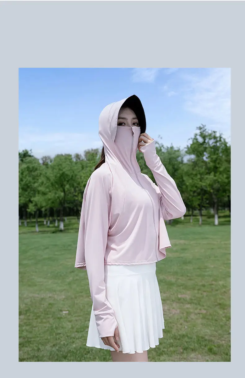 Women's Light Gray Sun Protection Hoodie with UV Protection — feature 15