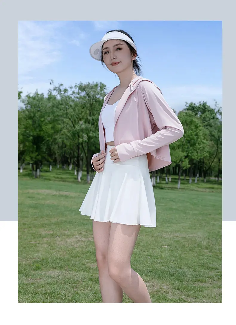 Women's Light Gray Sun Protection Hoodie with UV Protection — feature 16