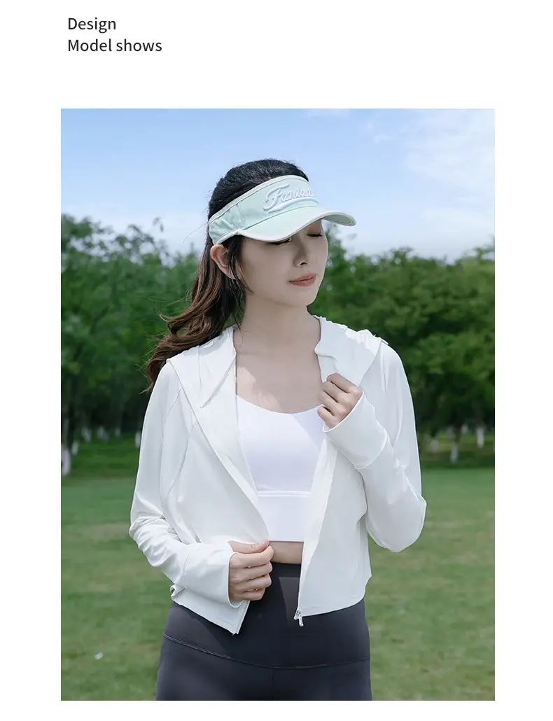 Women's Light Gray Sun Protection Hoodie with UV Protection — feature 17
