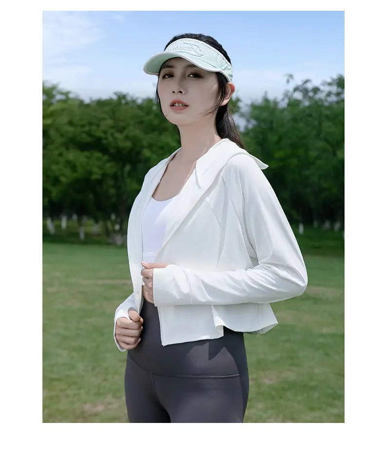 Women's Light Gray Sun Protection Hoodie with UV Protection — feature 18