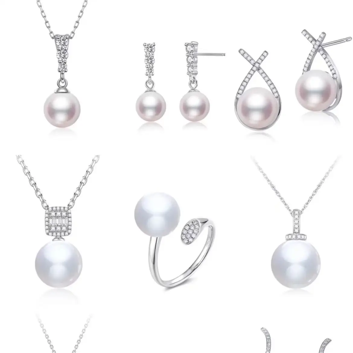 Pearl Rings Set with Gold Plated Design - Image 3
