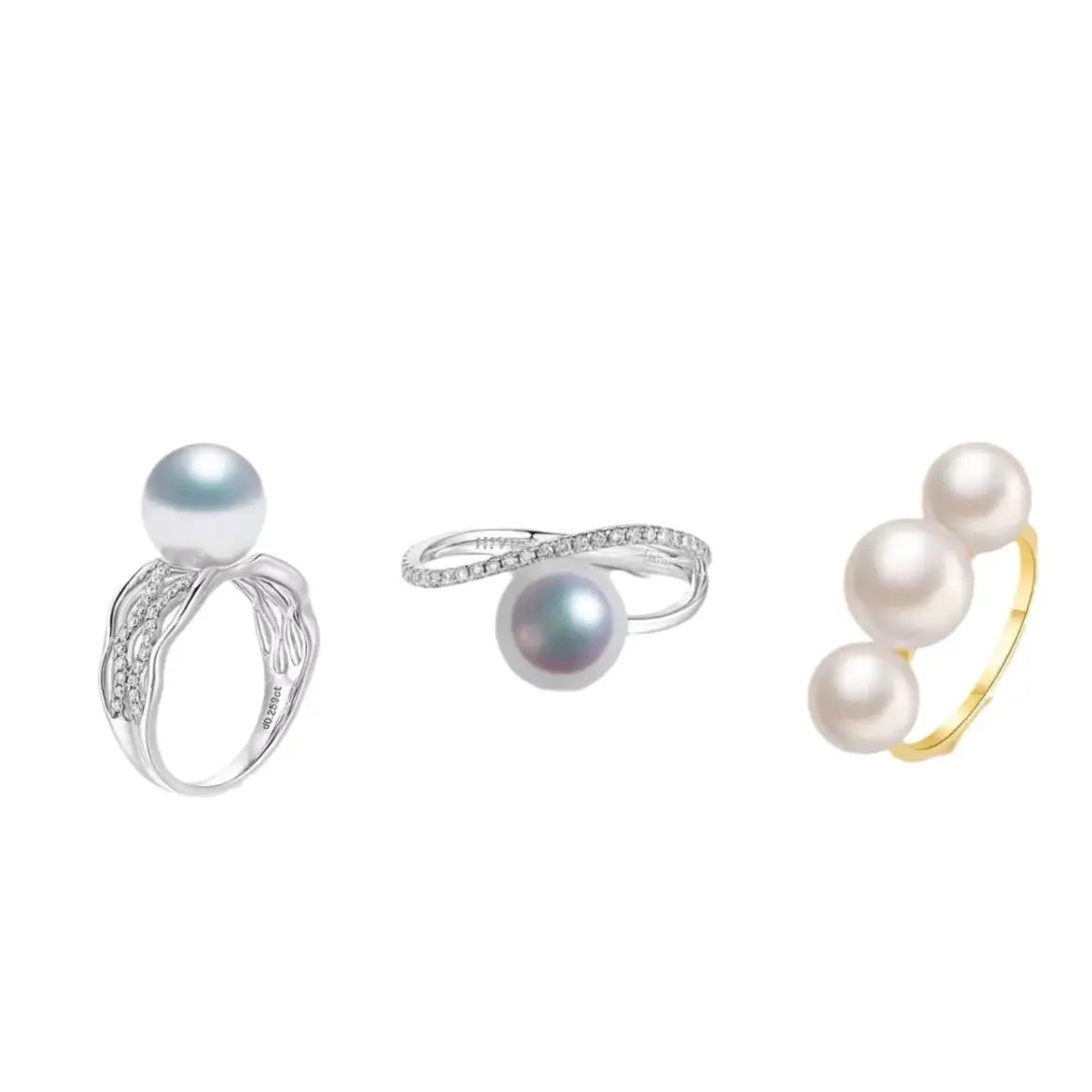 Pearl Rings Set with Gold Plated Design - Image 5