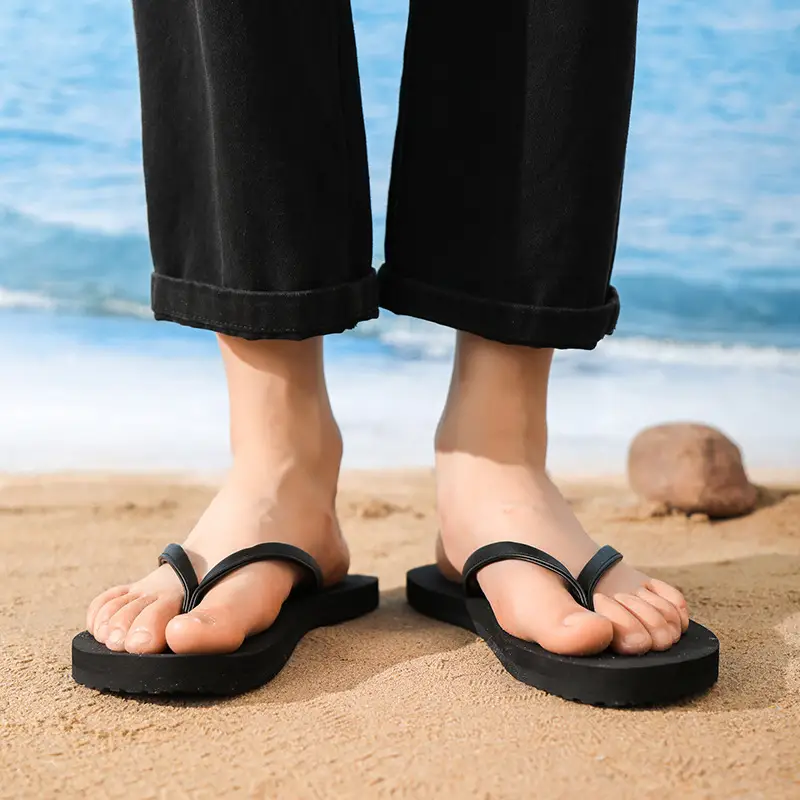 Men's Black Non-Slip Beach Flip Flops
