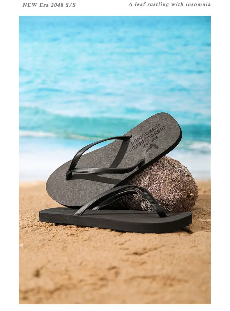 Men's Black Non-Slip Beach Flip Flops — feature 8