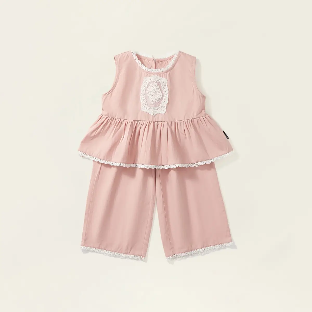 South Korea Girls Sweet Pink 2-Piece Suit Baby Lace Sleeveless — feature 11