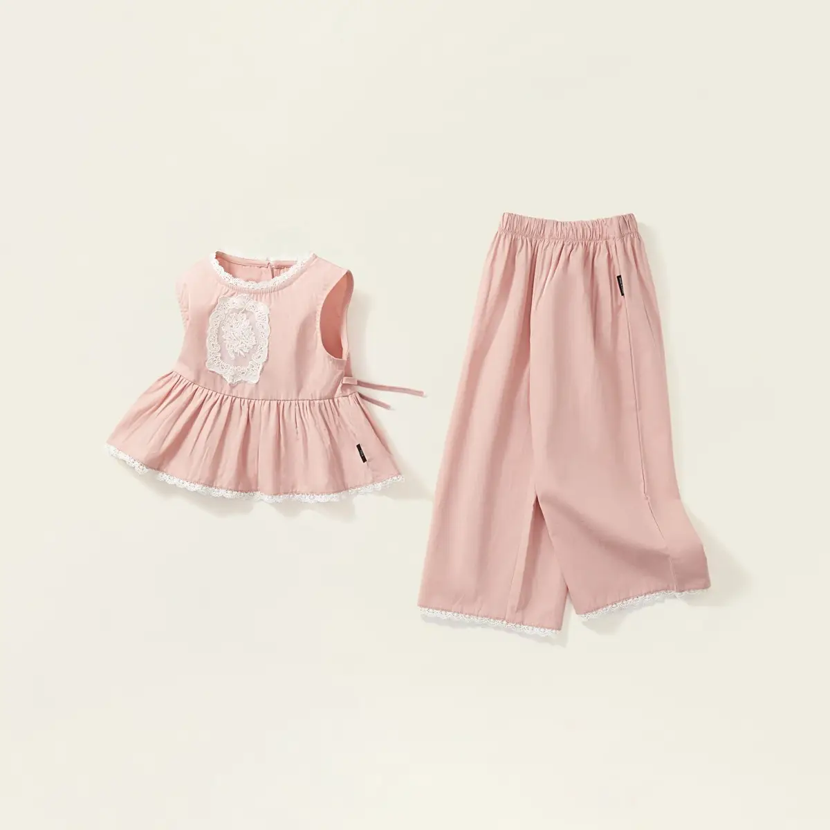 South Korea Girls Sweet Pink 2-Piece Suit Baby Lace Sleeveless — feature 12