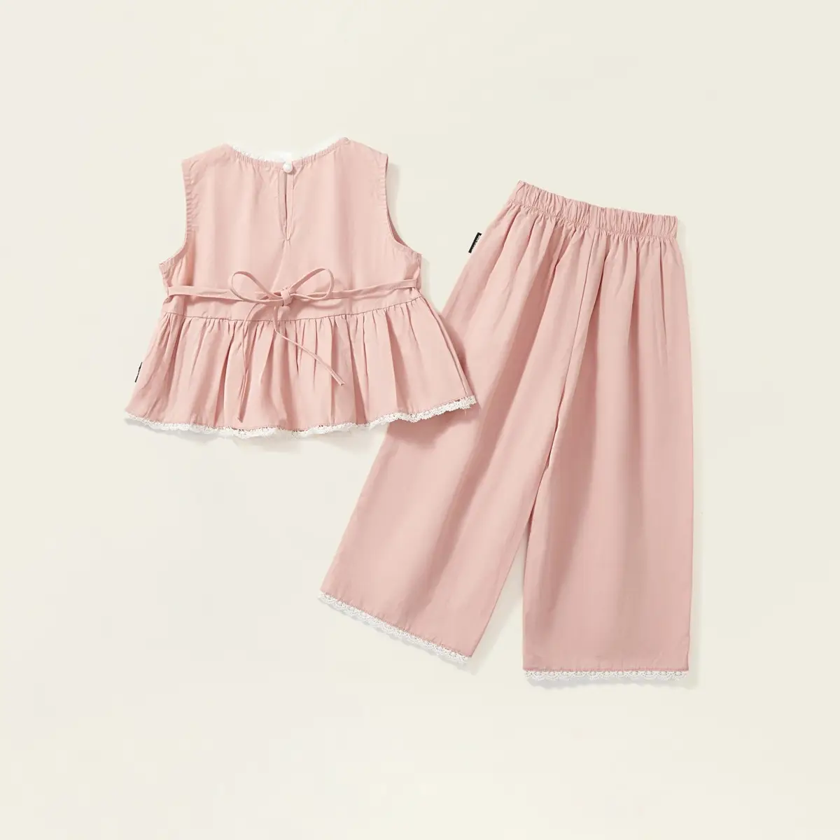 South Korea Girls Sweet Pink 2-Piece Suit Baby Lace Sleeveless — feature 13