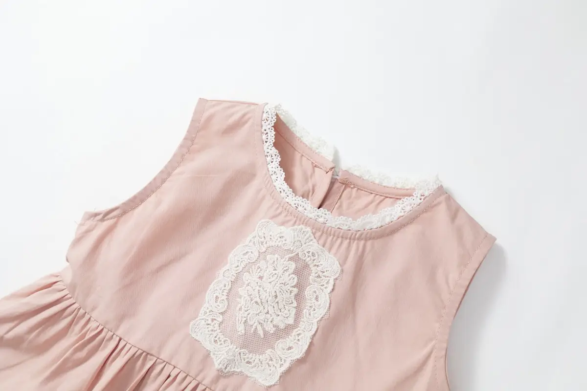 South Korea Girls Sweet Pink 2-Piece Suit Baby Lace Sleeveless — feature 15