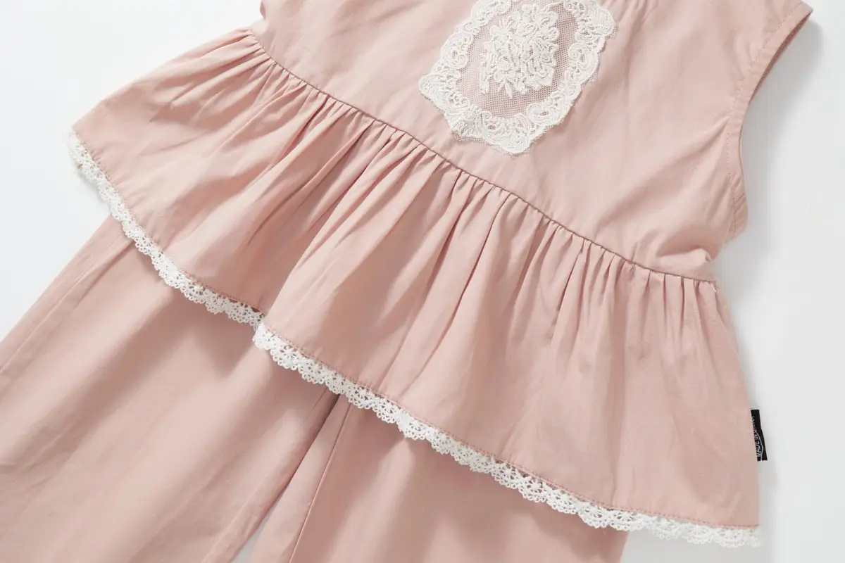South Korea Girls Sweet Pink 2-Piece Suit Baby Lace Sleeveless — feature 17
