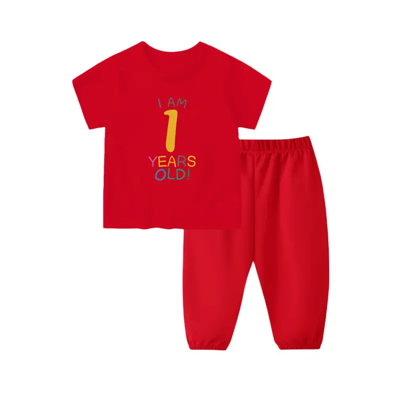 Red Baby Suit for Boys 1 Year Old Short Sleeve Trousers - Image 4