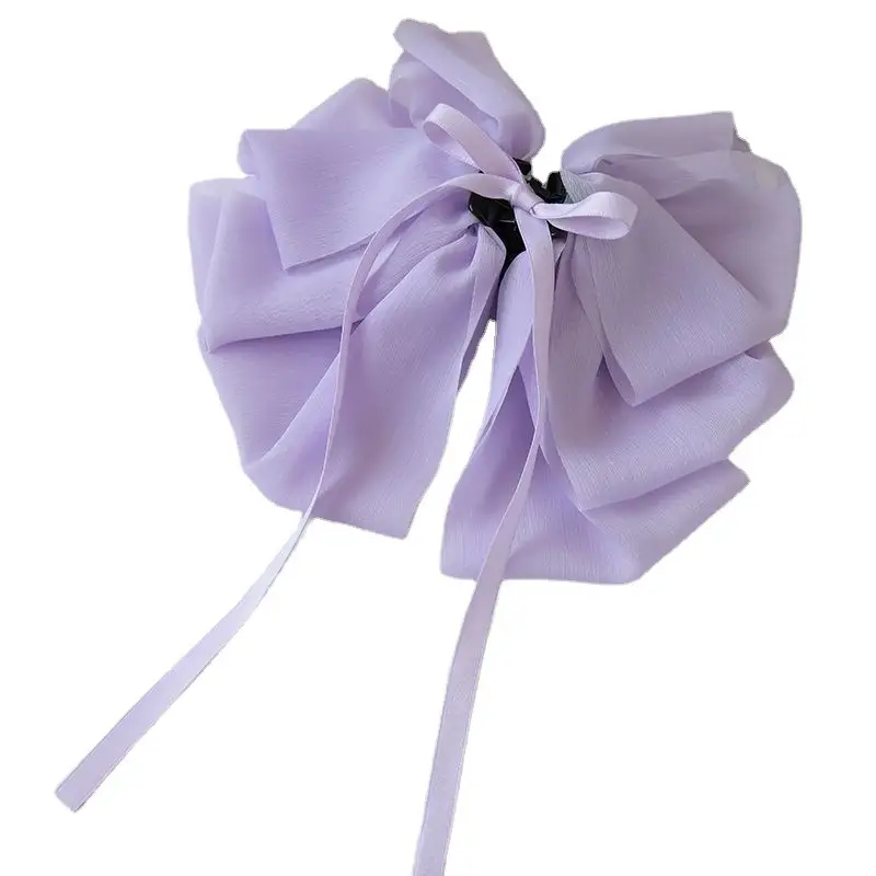French Style Chiffon Hairpin with White Ribbon