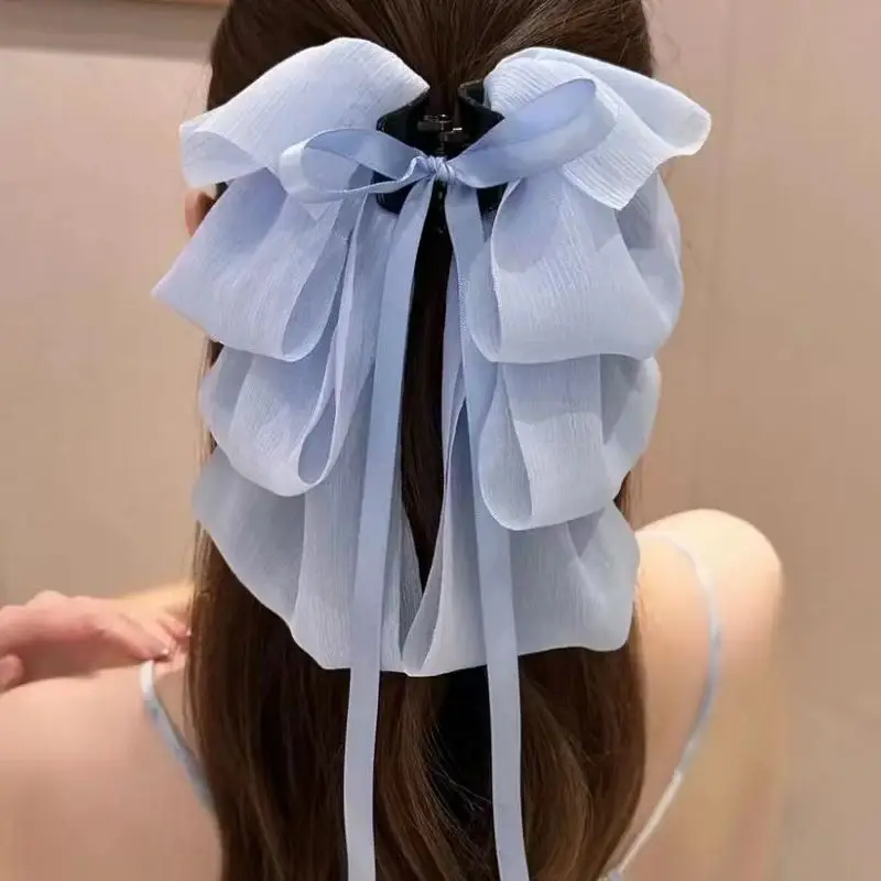 French Style Chiffon Hairpin with White Ribbon — feature 10