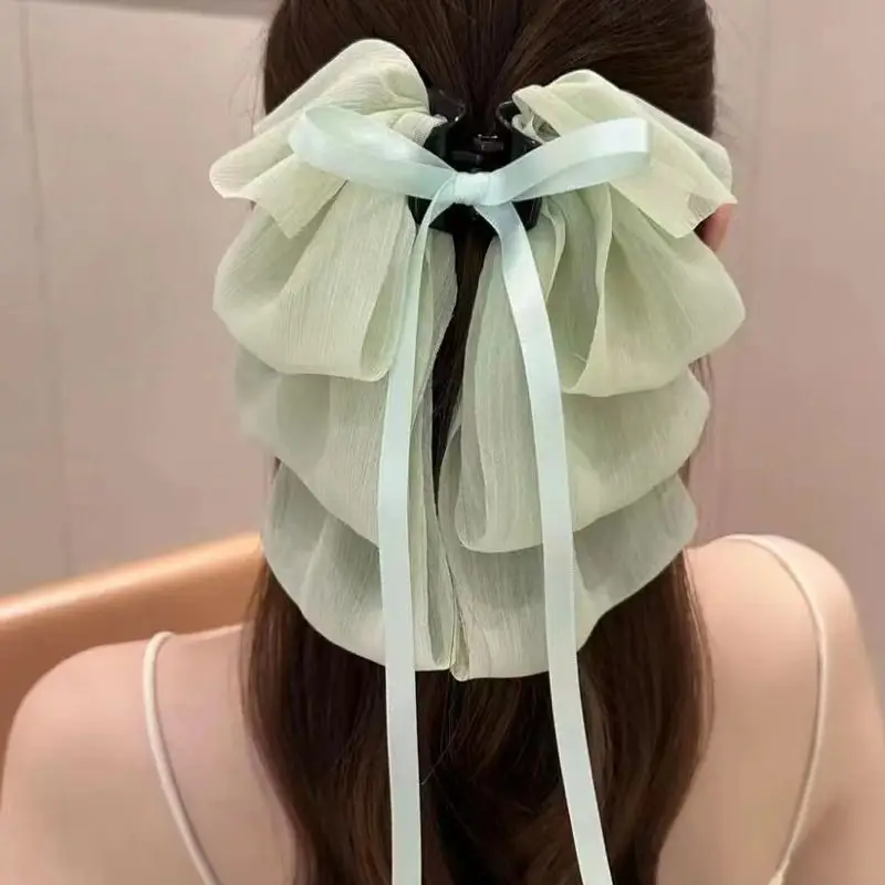 French Style Chiffon Hairpin with White Ribbon — feature 12