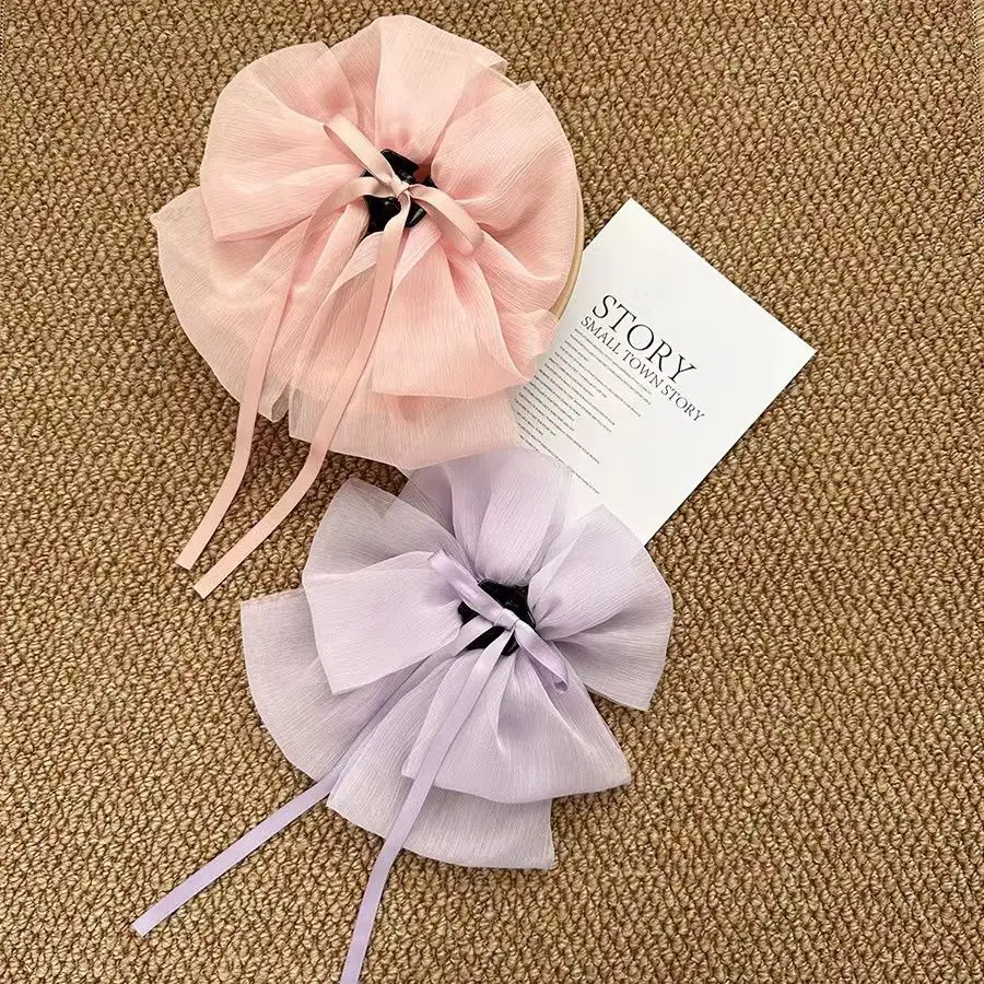 French Style Chiffon Hairpin with White Ribbon — feature 3