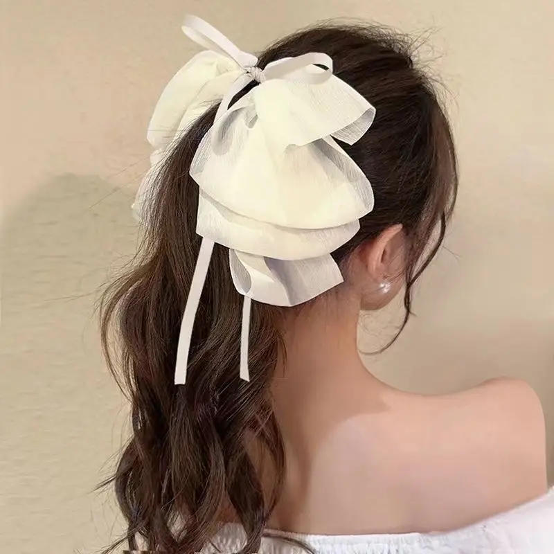 French Style Chiffon Hairpin with White Ribbon — feature 7