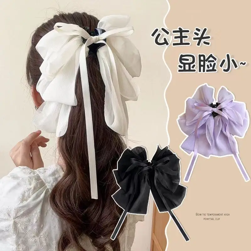 French Style Chiffon Hairpin with White Ribbon — feature 8