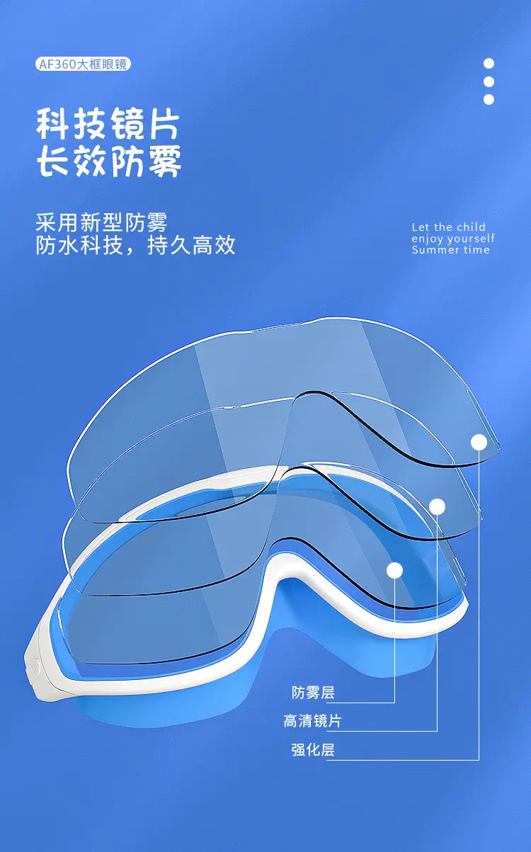 Children's Swimming Goggles Waterproof and Anti-Fog Boys and Girls Swimming Glasses Girls Large Frame Goggles Set Wholesale Large Mirror — feature 27