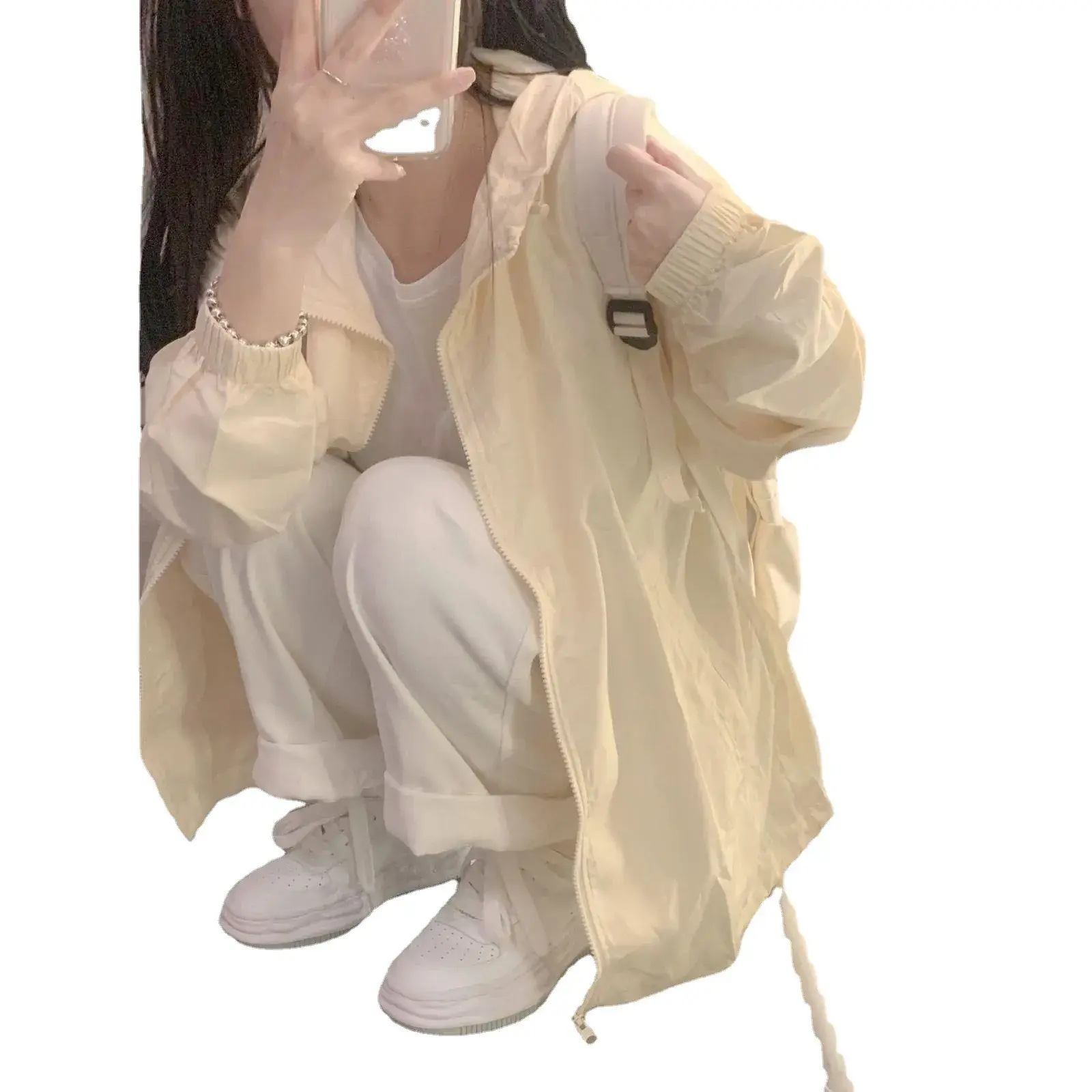 2025 Korean Style Zipper Sunscreen Suit Milk Yellow Women - Image 6