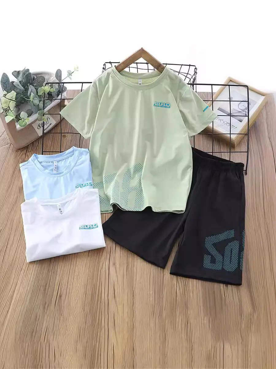 Children's White Black Shorts Set 2025 Summer
