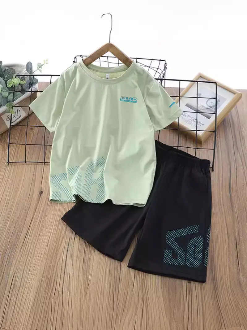 Children's White Black Shorts Set 2025 Summer